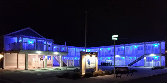 Motels Lit Up Blue