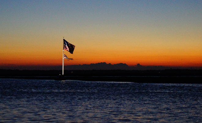 American Flag at Sunset