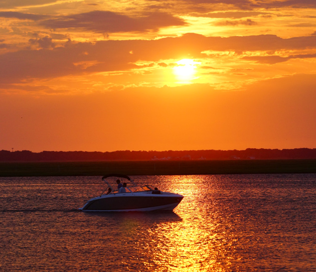 Beautiful end to a summer day, sunset on the water.